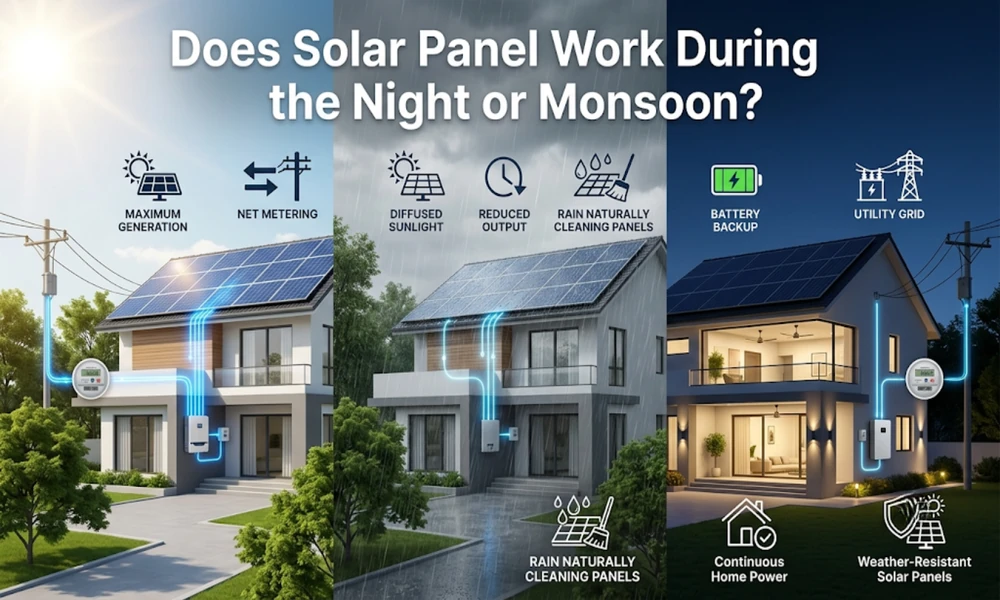 Does Solar Panel Work During the Night or Monsoon